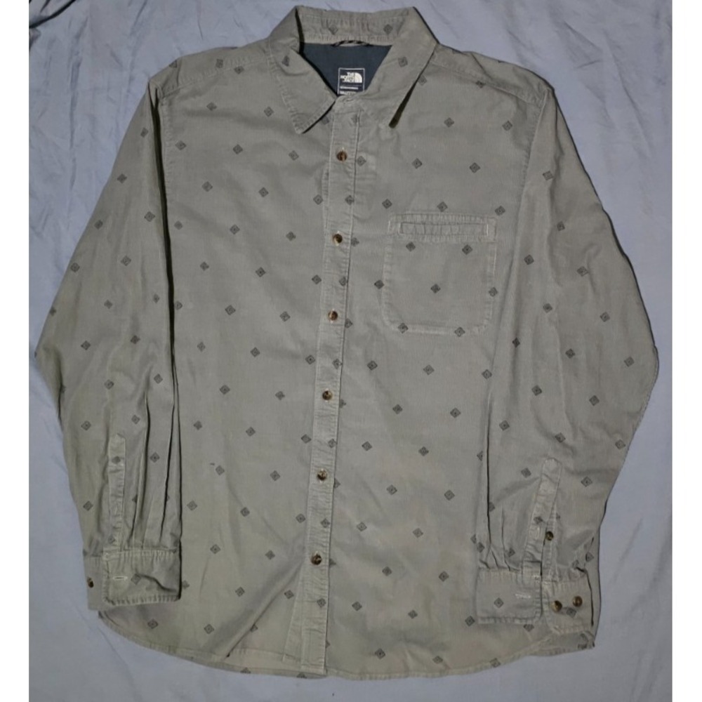 The North‎ Face Men's Corduroy Gray Button-Down Long Sleeve Shirt Size XL